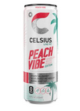 Celsius Energy Beverage - Peach Vibe (4 x 12 Fl Oz., Zero Sugar)