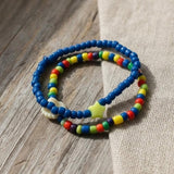 Handmade Rainbow Beaded Bracelet Set, Star & Clam Accents, Playful Boho Jewelry