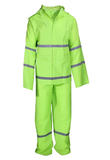 Blue Mountain Unisex Polyester Hi Vis Green Rainsuit Jacket and Bib Set, XL