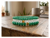 Handmade with Love Jade-Tone and Clear Crystal-style Beaded Bracelet Set