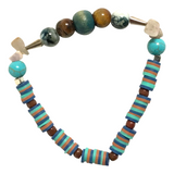 Handmade Mixed Bead Bracelet – Natural Stone, Wood, Metal & Colul Heishi Dorfisc & Round Beads