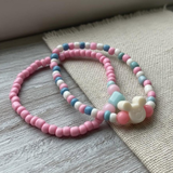 Mickey Inspired Beaded Bracelet Set, Kawaii Pastel Jewelry, Friendship Bracelet Gift for Girls