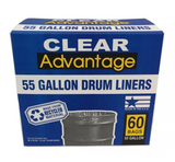Revolution DL55C Heavy Duty Clear Drum Liner Trash Bags, 55 gal., 60-Pack