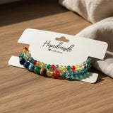 Handmade 2-Piece Multicolor Beaded Bracelet Set with Turquoise, Blue, Green, Red & Yellow Beads – Gift Jewelry, Boho Chic Style