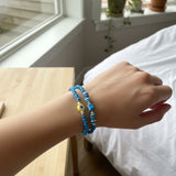 Handmade Blue Beaded Bracelet Set, Butterfly & Gold Accents, Playful Boho Jewelry