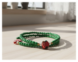Handmade Solid Green Beaded Bracelet with Accent Charms, Novelty Jewelry, Boho-chic