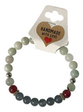 Green Blue Red Natural Stone Beaded Bracelet, Minimalist Boho Stretch Jewelry