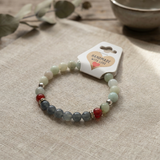 Green Blue Red Natural Stone Beaded Bracelet, Minimalist Boho Stretch Jewelry