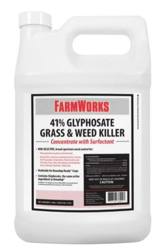 FarmWorks 76201 41% Glyphosate Grass and Weed Killer Concentrate 1 gal.