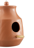 Royal Wing JXBF2311A Ceramic Brown Perch Hopper Hanging Bird House, Opening 1.5"