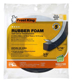 Frost King R538H Rubber Foam Self-Stick Weather Seal, Black Fits Gaps Between 9/16 and 1/4 in.