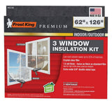 Frost King V83/3M Premium Indoor & Outdoor 3 Window Film Insulation Kit 62"x126"