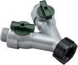 GroundWork GC-633 Metal Dual Hose Connector 3/4 Inch with Shutoff Aluminum