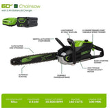 Greenworks 18 in. 60V Battery Cordless Brushless Chainsaw w/ Battery & Charge