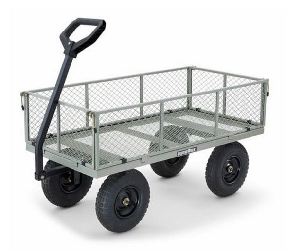 GroundWork GW-1001-2 Steel-Made 1,000 lbs. Capacity 6 cu. ft. Gray Garden Cart