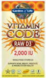 Vitamin Code Raw D3 “2,000 IU of Whole Food Vitamin D3 (120 Vegetarian Capsules)