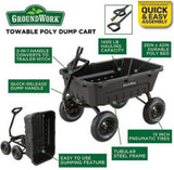 GroundWork GW-8 Poly Dump Cart 1400 lb 8 cu. ft. Pneumatic Convertible Steel
