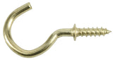 Hardware Essentials 851853  1 in. Cup Hooks, Brass, 3 lb. WT. Capacity, 2-Pk