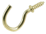 Hardware Essentials 851853  1 in. Cup Hooks, Brass, 3 lb. WT. Capacity, 2-Pk