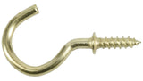 Hardware Essentials 851855 Cup Hooks, Brass, 1-1/2 in., 3 lb. Wt. Capacity, 2-Pk