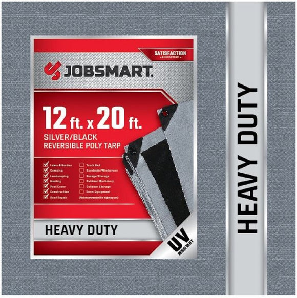 JobSmart HDSB1220 Outdoor Heavy Duty Tarp Black and Silver 12 ft. x 20 ft.