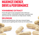 Yohimbine (Yohimbe Bark) 6 MG - Enhances Male Physical Response - 30 Capsules