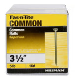 Hillman 461364 Fas-n-Tite Common Nail, Bright Finish 16D x 3-1/2 in. - 5 lb.
