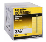 Hillman 461364 Fas-n-Tite Common Nail, Bright Finish 16D x 3-1/2 in. - 5 lb.