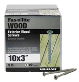 Hillman 48390 #10 x 3 in. Heavy duty Fas-n-Tite Exterior Coated Wood Screw, 5 lb