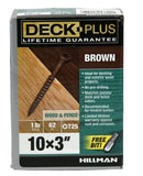 Hillman 48827 Brown Epoxy Coated Deck Plus Exterior Wood Deck Screw -10 x 3 in.