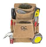 CLC I923X Leather Brown 12.5" x 9.5" Carpenter's Nail and Tool Bag, 10-Pocket