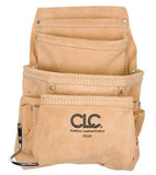 CLC I923X Leather Brown 12.5" x 9.5" Carpenter's Nail and Tool Bag, 10-Pocket
