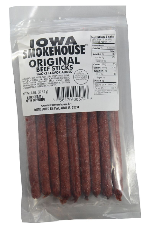 Iowa Smokehouse IS-BSO 8 oz. Original Beef Jerky Sticks