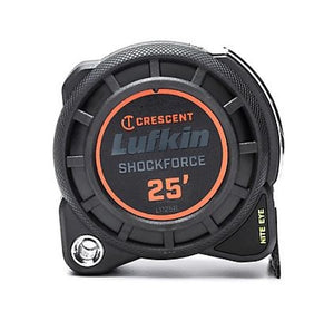 Crescent L1125B-02 Shockforce Nite Eye Tape Measure Matte Black, 1-3/16" x 25 ft