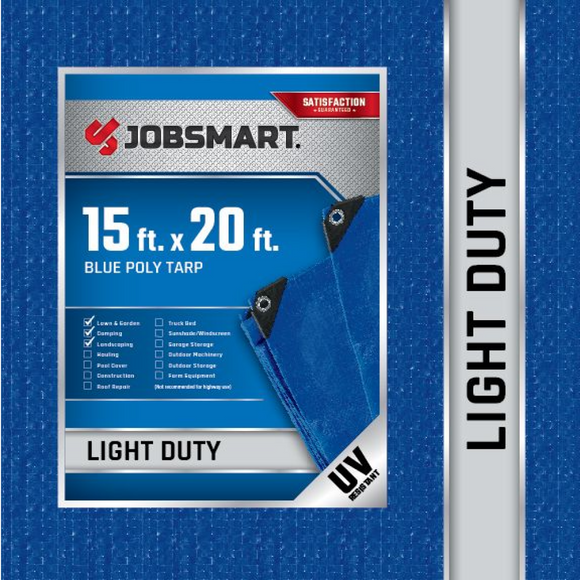 JobSmart LDBL1520 15 ft. x 20 ft. Blue Tarp, Light Duty