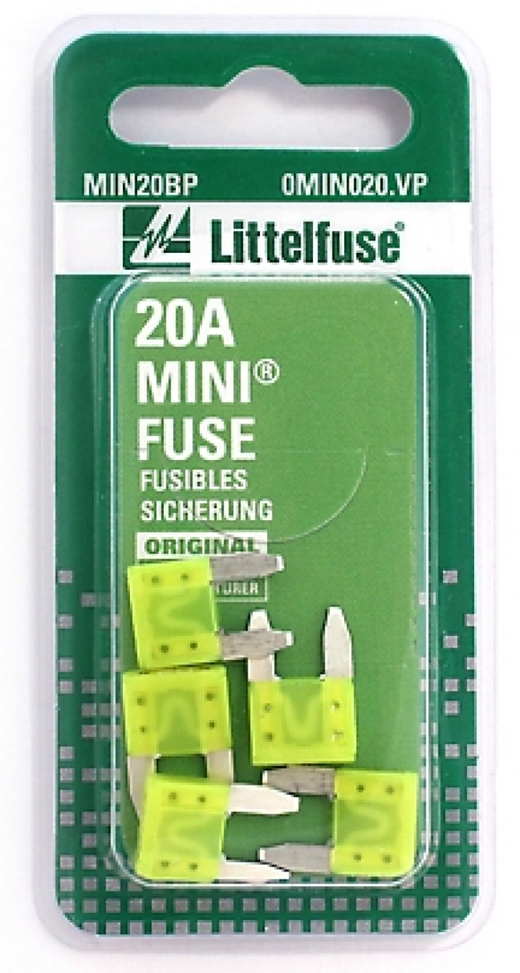 Littelfuse 0MIN020.VP Mini 20A Blade Fuses 32 V 5 pc.
