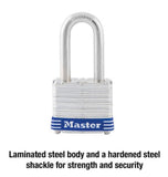 Master Lock Laminated Steel 40 mm (1-9/16 in) Padlock with Key, 38 mm (1-1/2 in) shackle