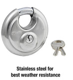 Master Lock 40DPF Stainless Steel Outdoor Lock, Shackle Discus Padlock
