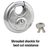 Master Lock 40DPF Stainless Steel Outdoor Lock, Shackle Discus Padlock