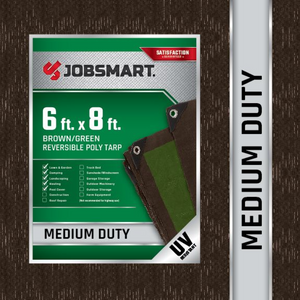 JobSmart MDBG0608 6 ft. x 8 ft. Medium Duty Poly Tarp, Brown/Green
