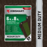 JobSmart MDBG0608 6 ft. x 8 ft. Medium Duty Poly Tarp, Brown/Green