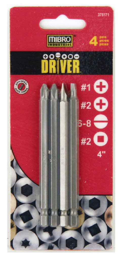Mibro 375171 4-inch Screwdriver Bits Universal Quick Change Hand Tools Acce.