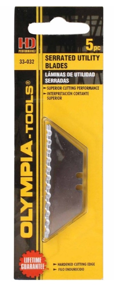 Olympia Tools 33-032 Serrated Utility Blades 5-Pack Gray