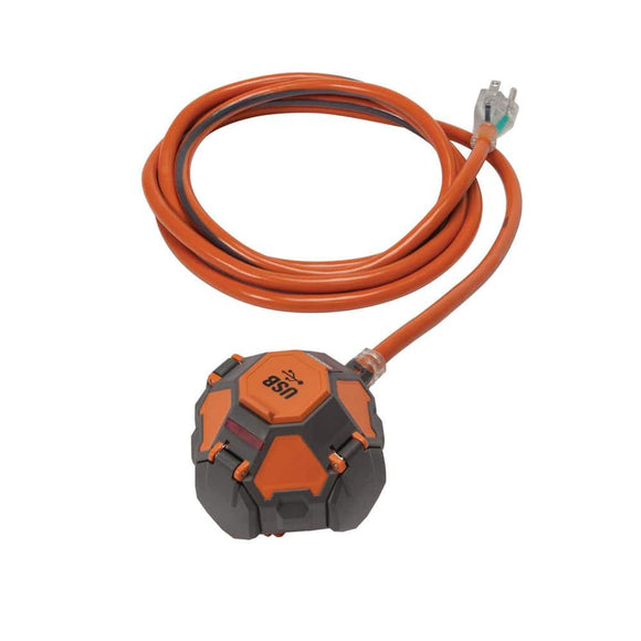 RIDGID 36008 3-Outlet Power Ball Extension Cord Usb Ultra Rugged Construction