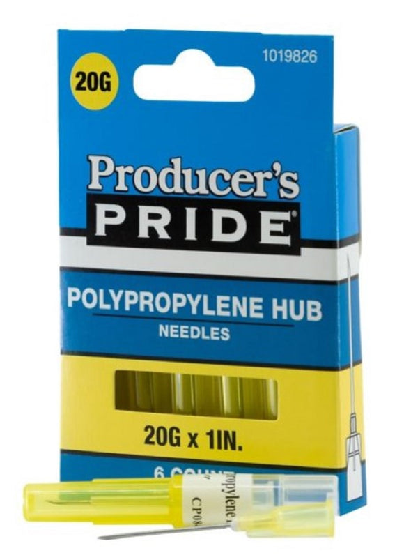 Producer's Pride 9479-19 20 Gauge x 1 in. Poly Hub Livestock Needle, Count of 6