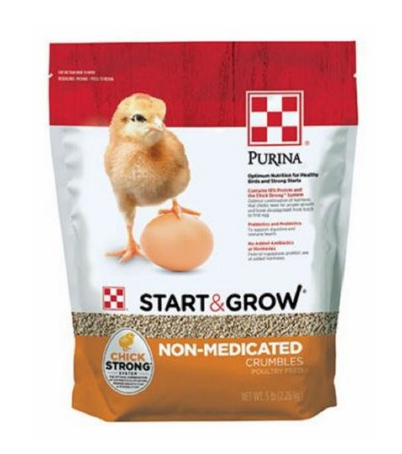 Purina 3004801-345 Start & Grow Non-Medicated Crumbles Hen Feed in 5 lbs. Pack
