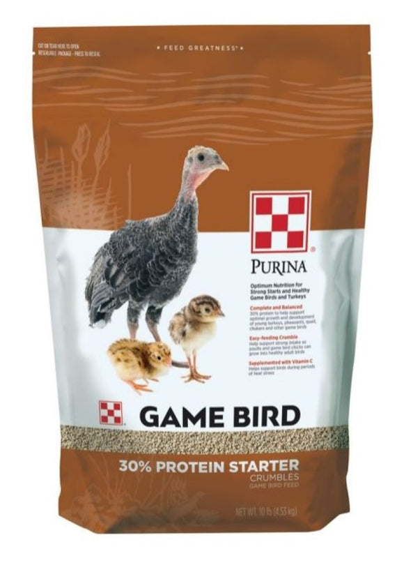 Purina 3005640-346 30% Protein Game Bird and Turkey Starter Feed, 10 lb. Bag