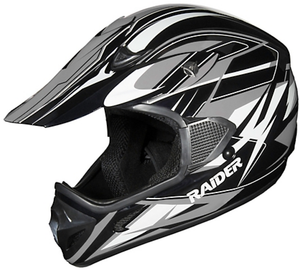Raider 2121914 Adults RX1 MX Helmet Black/Silver Open face Thermoplastic Medium