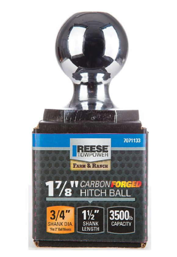 Reese 7071133 1-7/8 in. Chrome Interlock Hitch Ball, 1-1/2in Shank 3,500lb. Cap