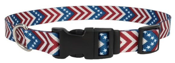 Retriever 06927 Q PCV26 Adjustable Patriotic Chevron Dog Collar 1-1/2 x 18-26 in